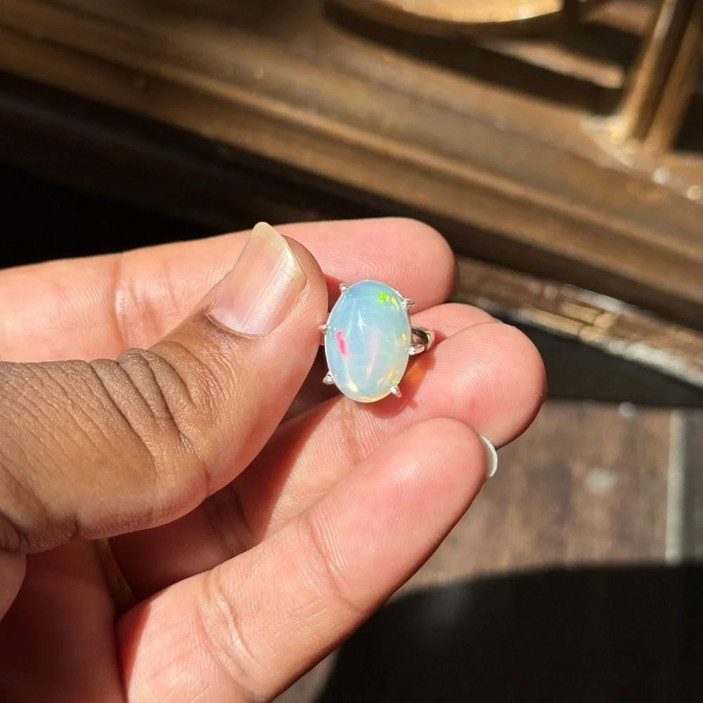 5 Carat Australian Opal Ring – Size 5.5 – 925 Sterling Silver